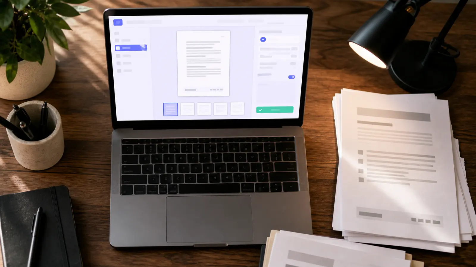 PDF document with page number footer being added in browser editor