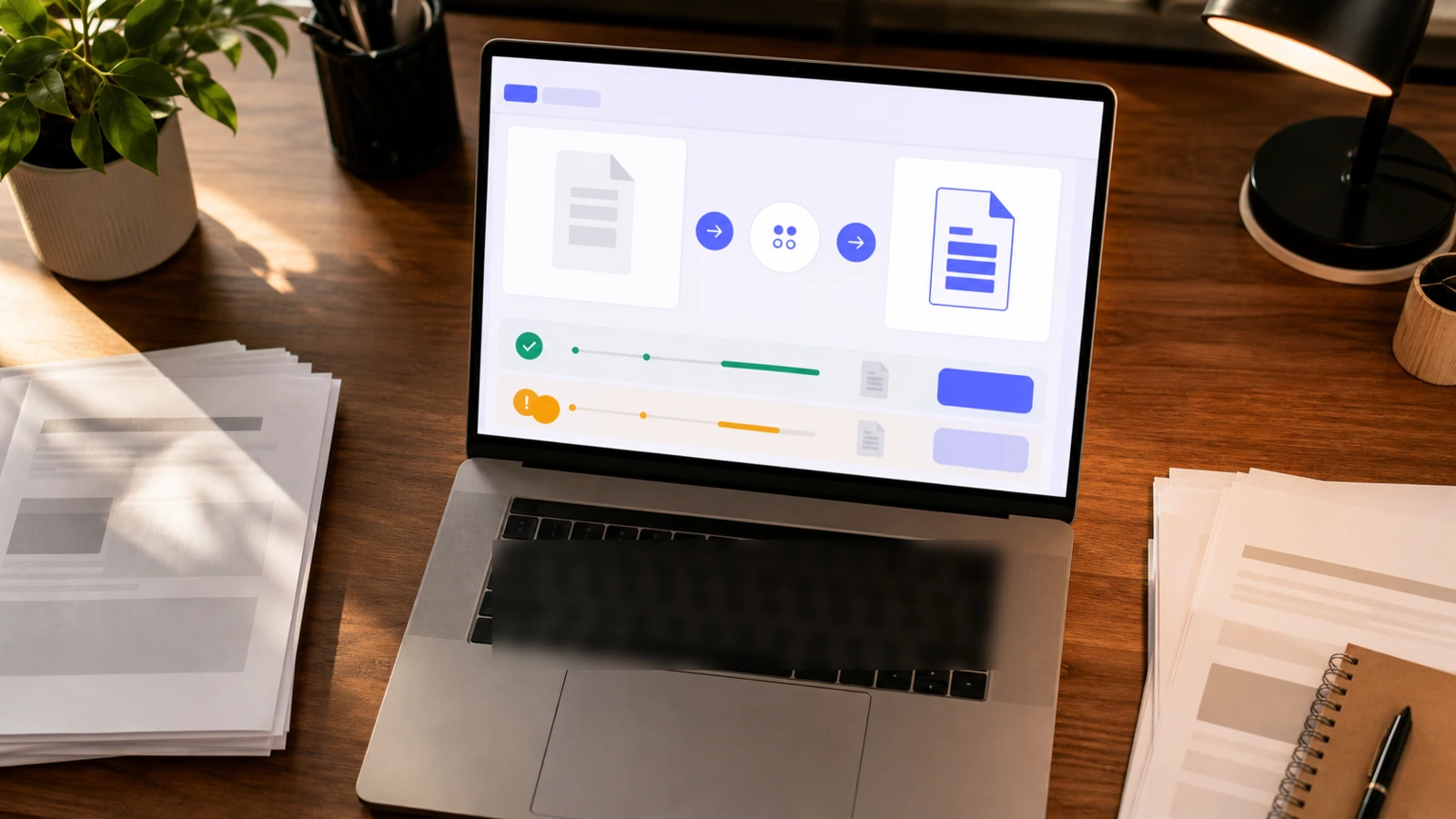 Conversor de PDF para Word grátis online com OCR — interface de um conversor online mostrando arquivo DOCX editável