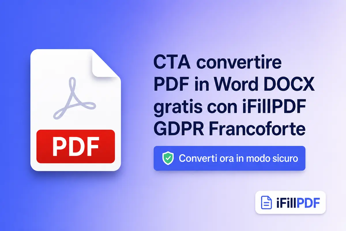 CTA convertire PDF in Word DOCX gratis con un convertitore online GDPR Francoforte