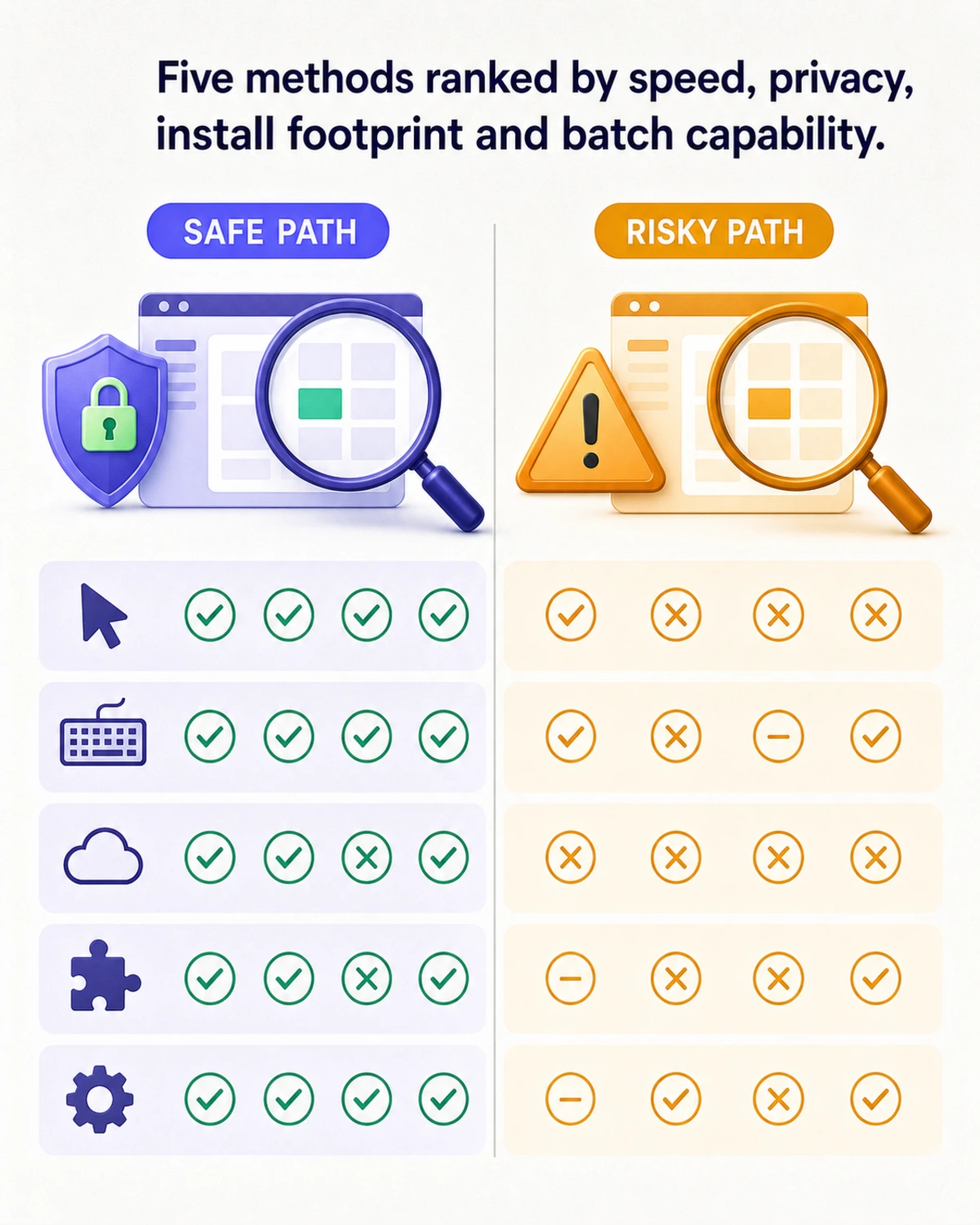 Vertical infographic comparing five PDF page deletion methods