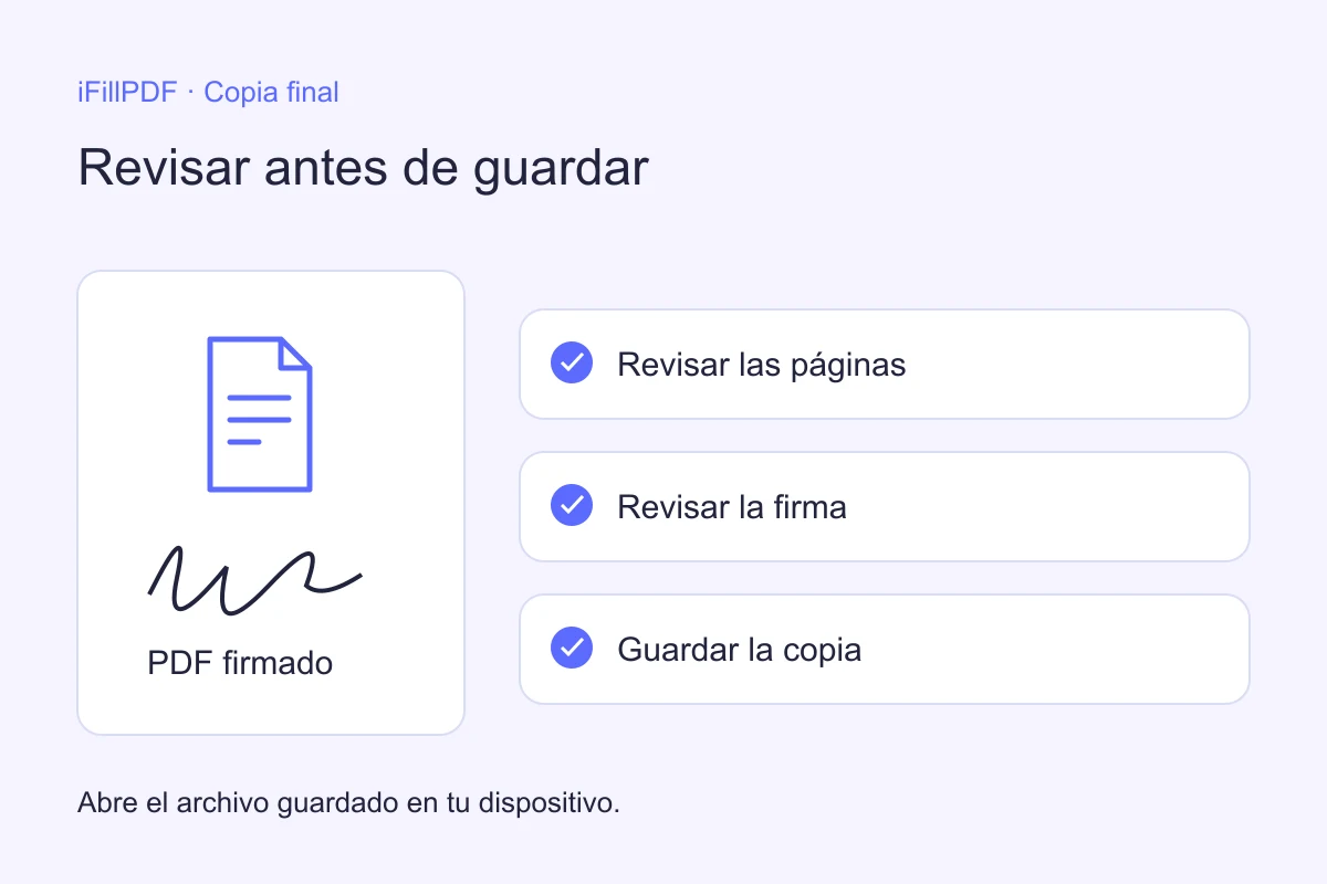 Lista de iFillPDF para revisar las páginas y guardar el PDF firmado