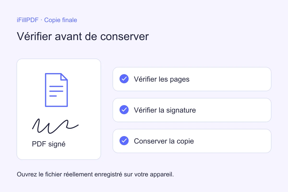 Liste iFillPDF pour vérifier les pages et conserver le PDF signé