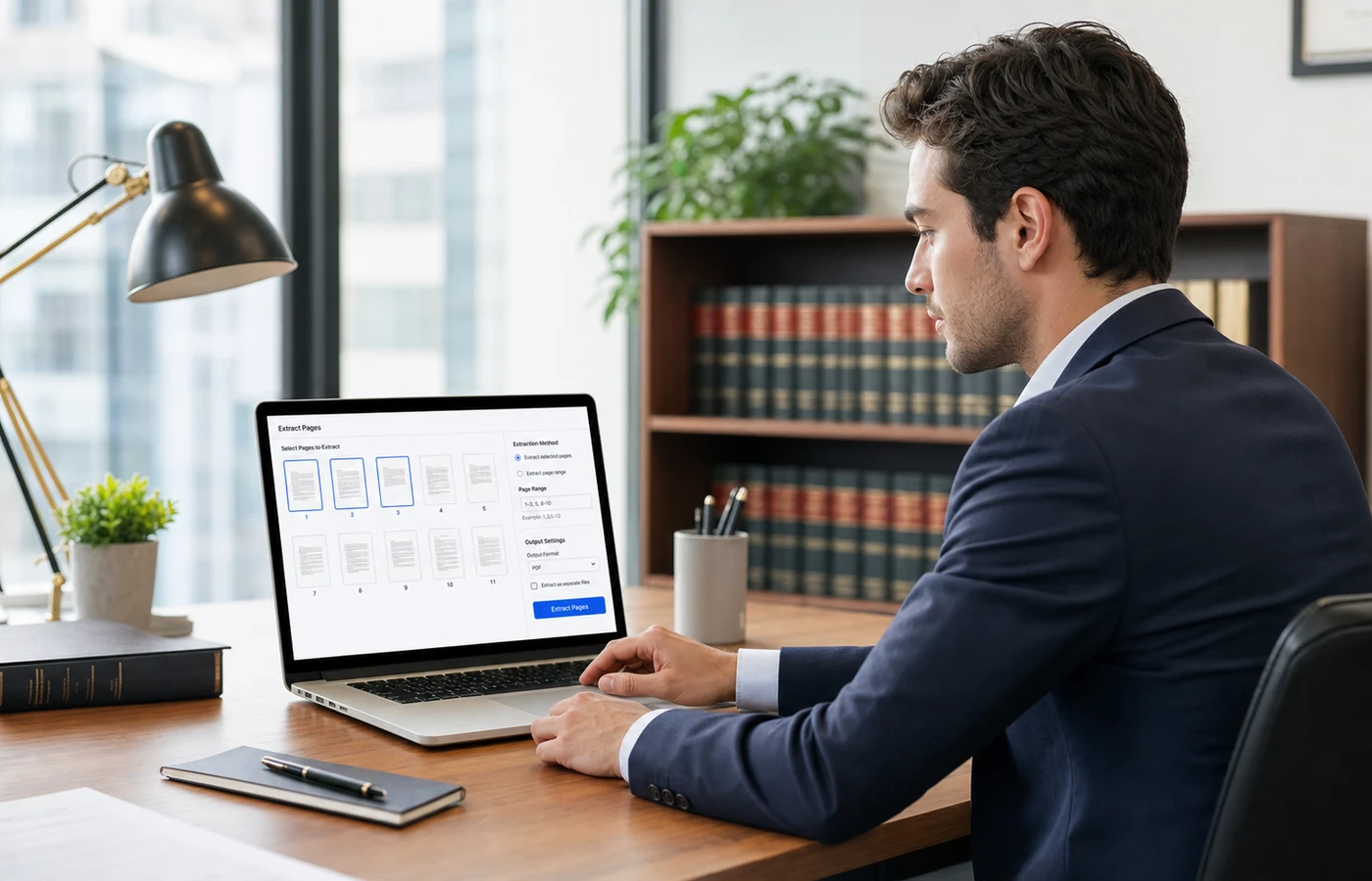 Professional extracting selected pages from a contract PDF using an online tool