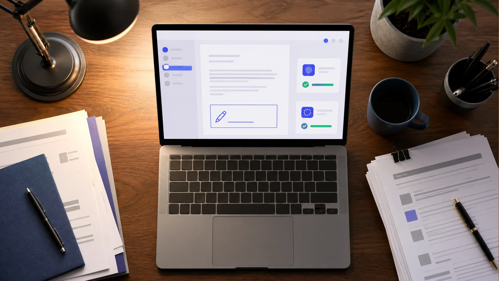 Pad firma elettronica su documento PDF aperto nel browser, con indicazione conformità eIDAS e AGID