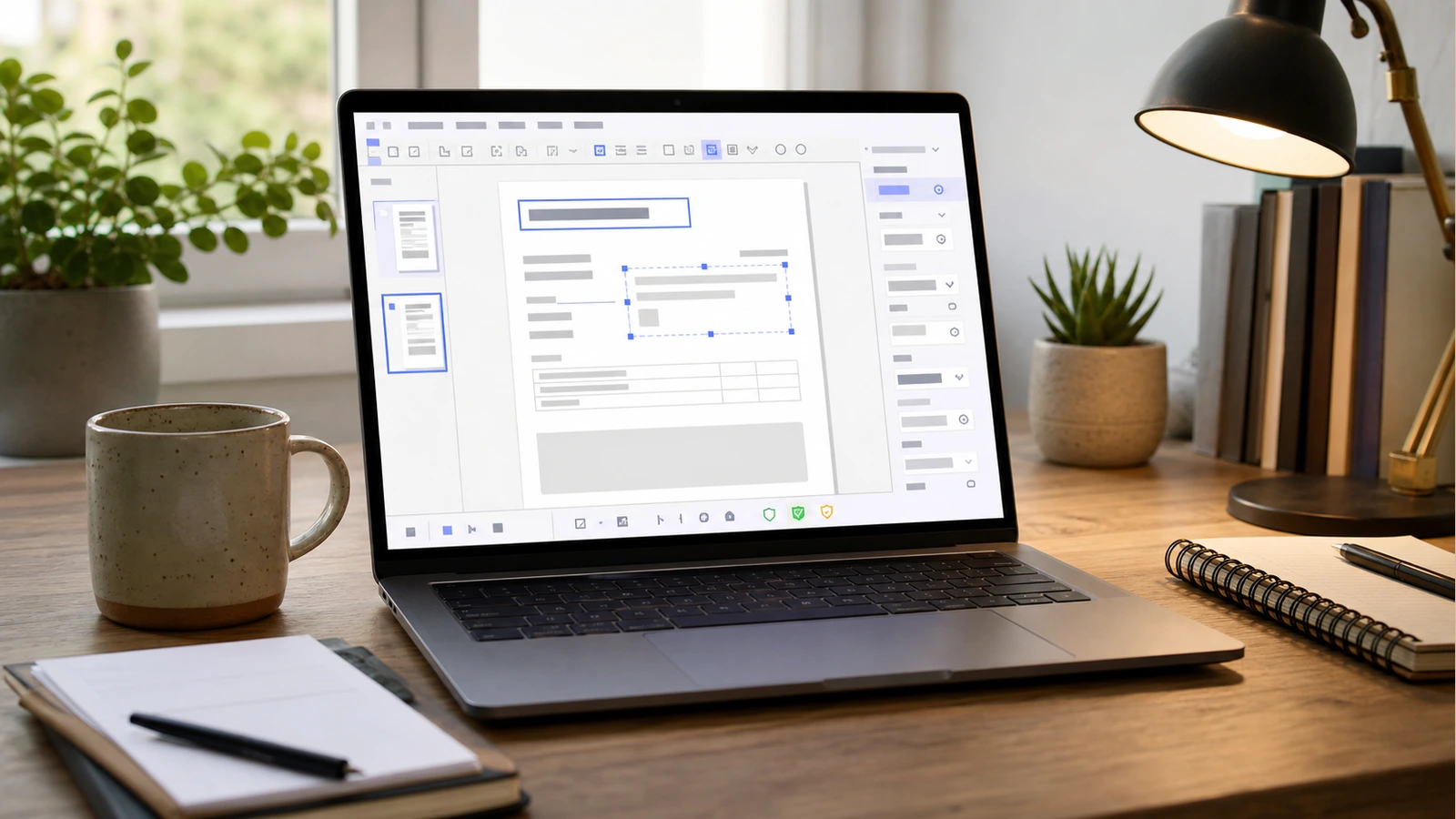 Schermata di LibreOffice Draw con un modulo PDF aperto e i blocchi di testo selezionabili