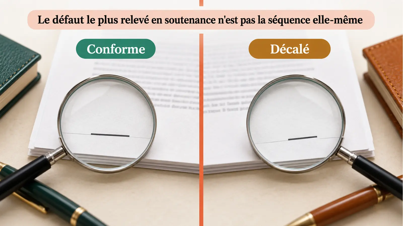 Comparatif visuel en deux colonnes montrant un même pied de page numéroté correctement d'un côté et avec un décalage de police et de position de l'autre
