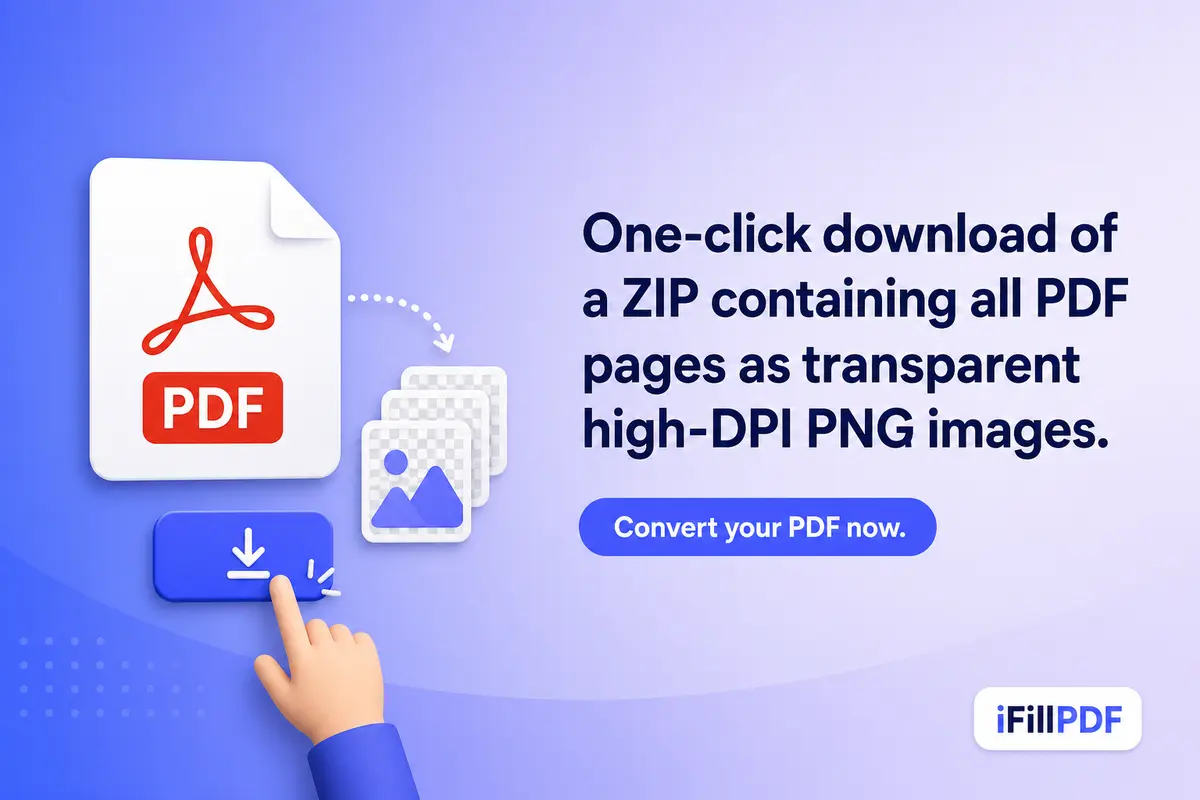 Person clicking download button to retrieve transparent PNG from converted PDF