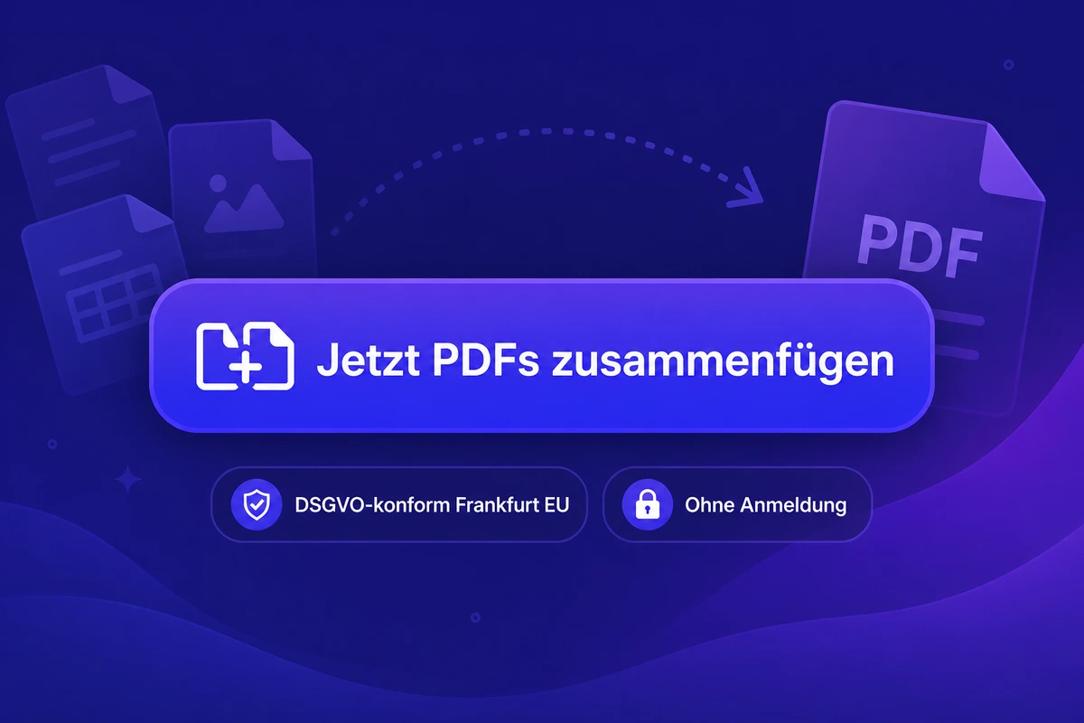 Call-to-Action zur kostenlosen PDF-Zusammenführung mit iFillPDF, browser-basiert und DSGVO-konform
