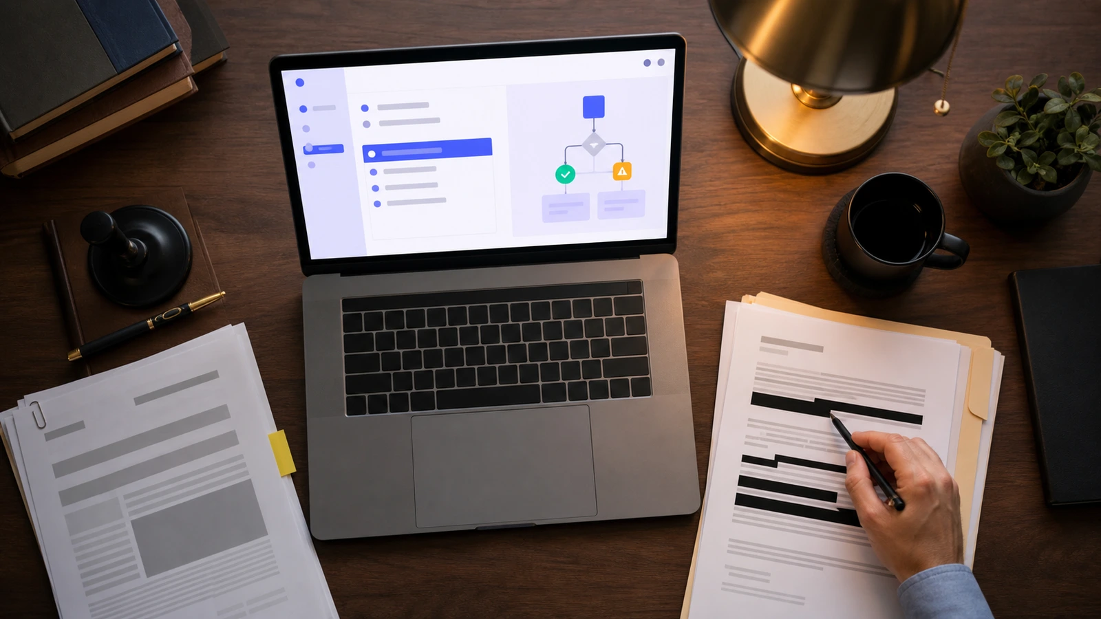 Lawyer redacting confidential clauses on a PDF contract