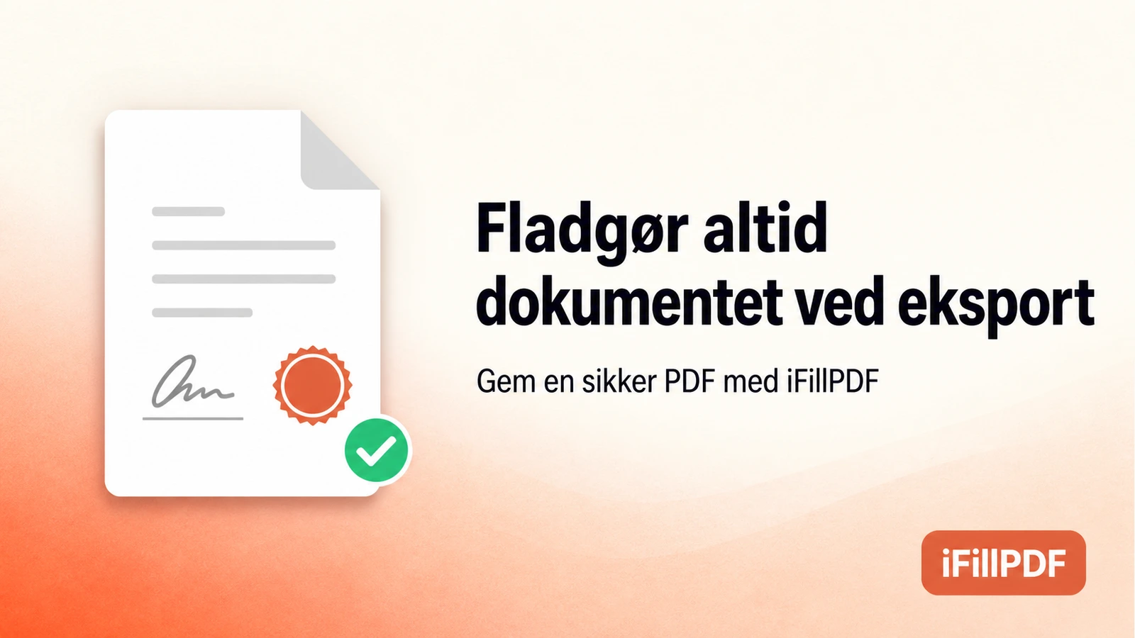 Ren illustration af en færdigunderskrevet kontrakt, der eksporteres som en forseglet PDF-fil