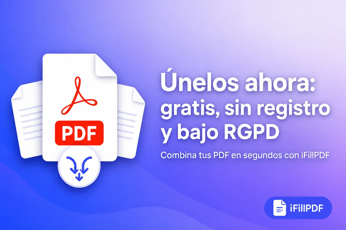 Llamada a la acción para unir PDF gratis en iFillPDF con icono de PDF combinado