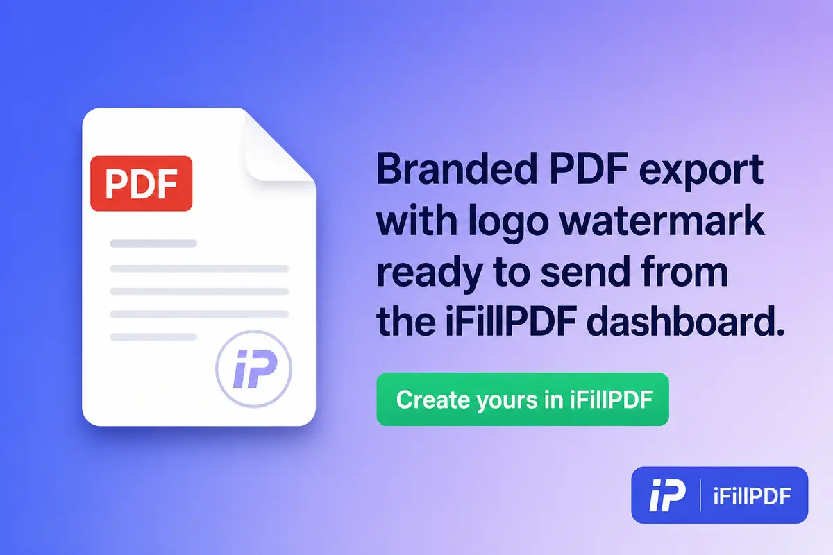 Branded PDF export with logo watermark ready to send